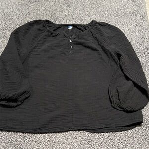Old Navy Black Women's Peasant Balloon Sleeve Cotton Gauze Blouse XL tall